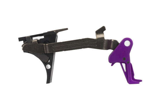 CMC Triggers Drop-In Glock 43 trigger features a flat bow for enhanced trigger feel and an eye-catching purple trigger.